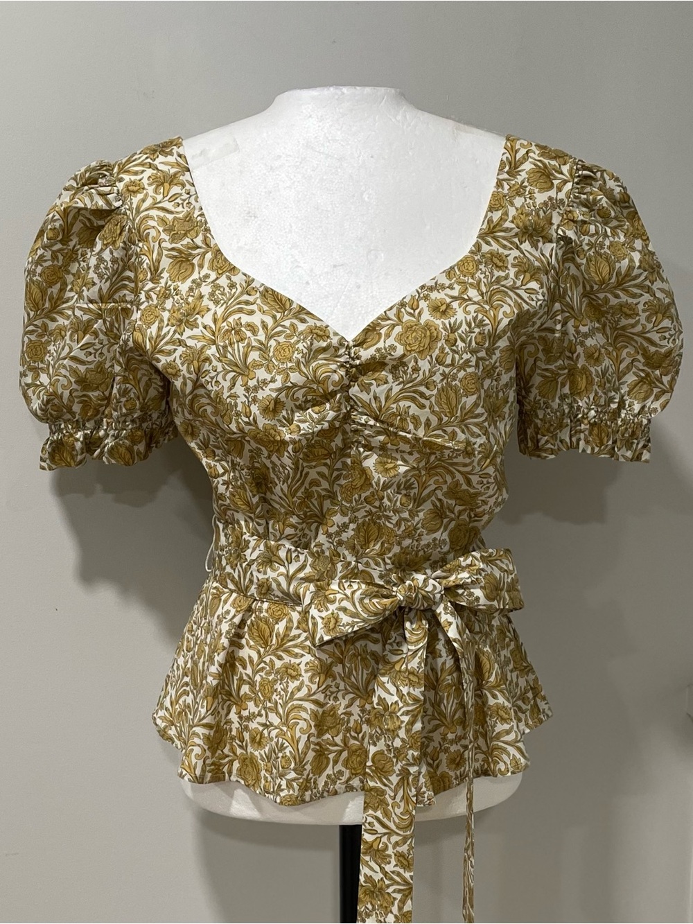 Antonio Melani Peplum Top Blouse Floral Cotton Cottagecore Romantic Feminine